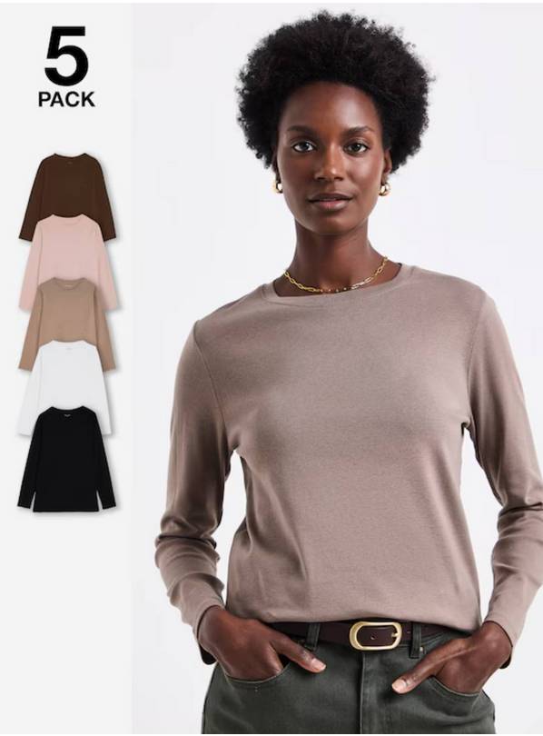 JD WILLIAMS 5 Pack Long Sleeve Crew Neck 8